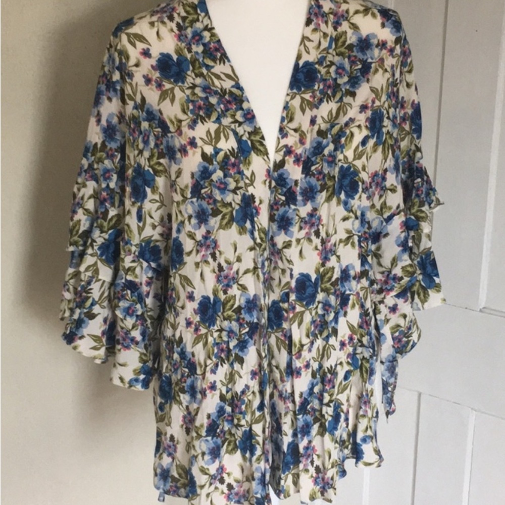 75 ZARA Floral Sheer Kimono Cardigan